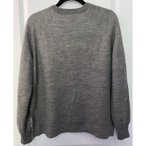 J.Crew 100% Merino Wool Sweater Gray Cream Side Slits Women's Size Small - Picture 6 of 6